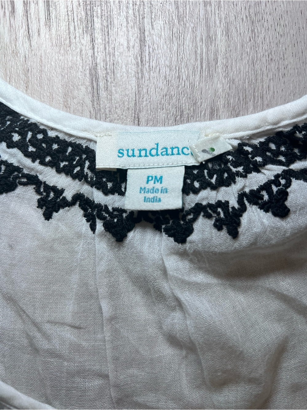 Sundance Sea La Vie Embroidered Dress White Black Size PM - Picture 13 of 14